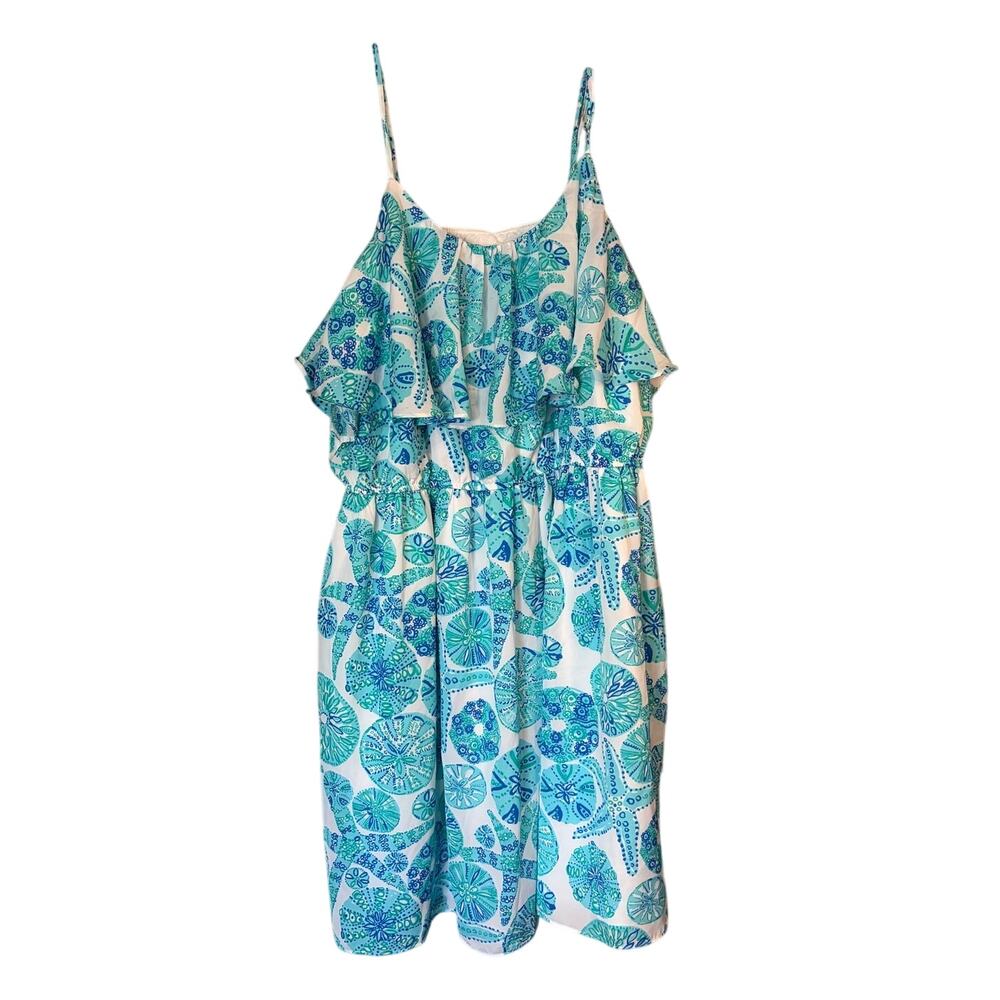 Lilly Pulitzer for Target Womens Size 2X Blue & White Patterened Flounce Dress - Picture 1 of 7